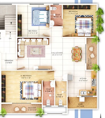 Floor Plan in 3 BHK Apartment at Besa – for Sale