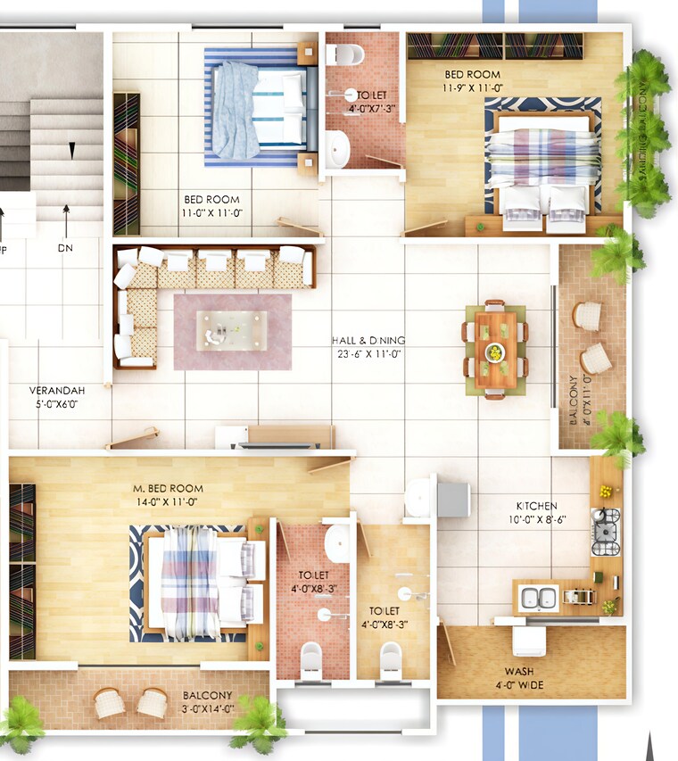 Floor Plan, besa 3 Bedroom 1500 Sq.Ft. Apartment In Besa Nagpur 9374806