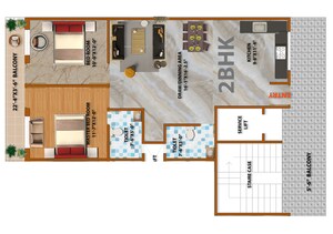 Floor Plan in 2 BHK Apartment at Sector 12 Greater Noida – for Sale