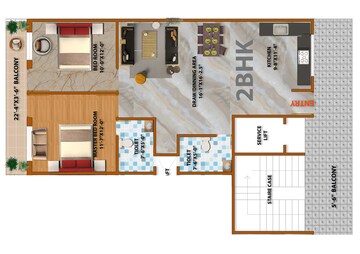 Floor Plan in 2 BHK Apartment at Sector 12 Greater Noida – for Sale