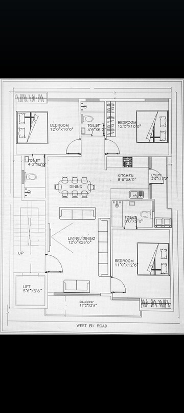 Floor Plan in 3 BHK Independent House at Rt Nagar – for Sale