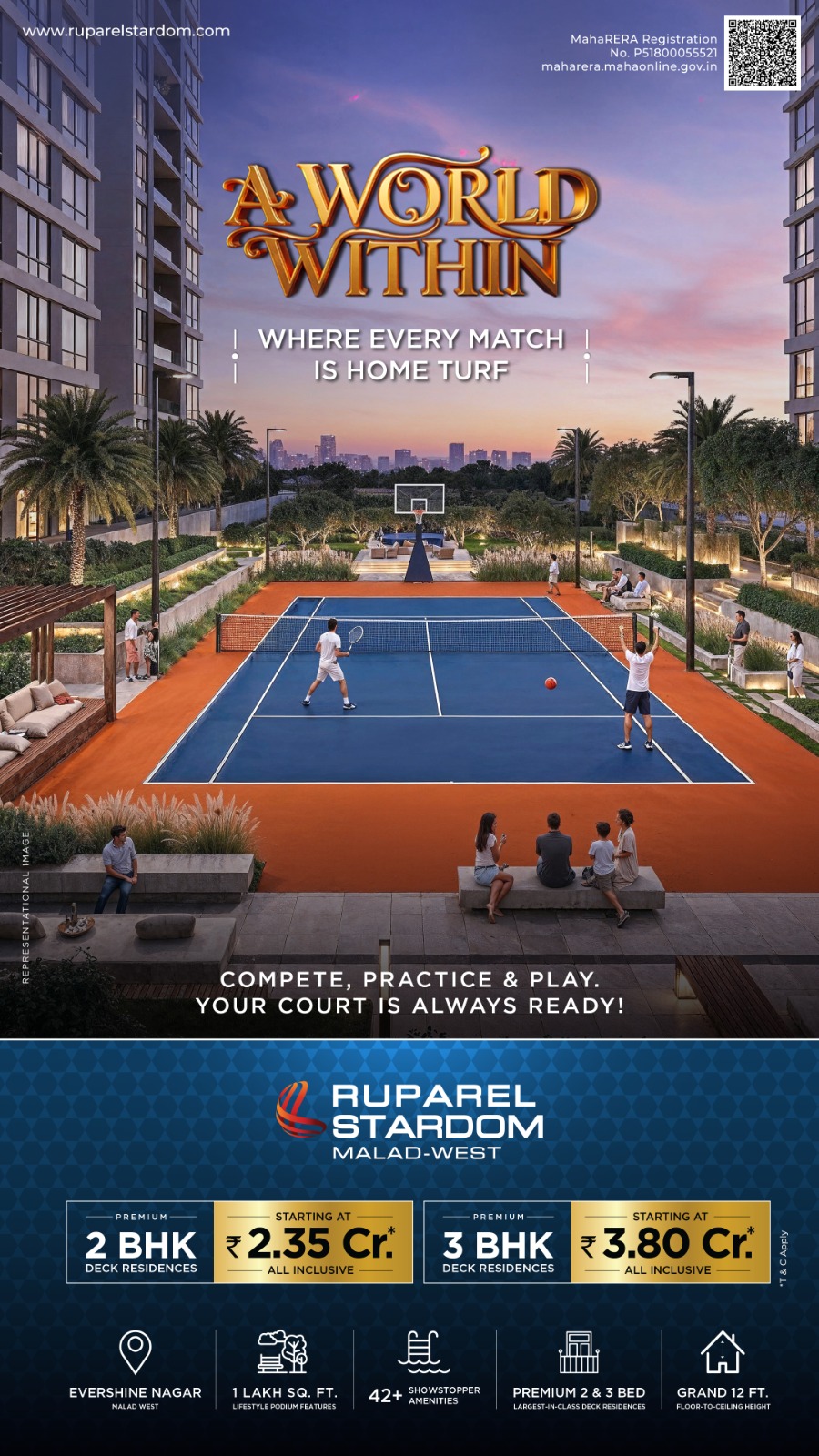 3 BHK + Servant Room Apartment For Sale in Ruparel Stardom