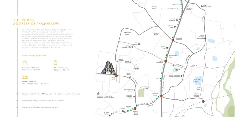 Map Location, ekatva-the-olive Commercial Office Space 928 Sq.Ft. In Wagle Industrial Estate Thane 9378250