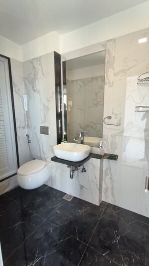 Bathroom in 2 BHK Apartment at Ruparel Ariana, Parel – for Rent