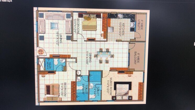 Floor Plan, srinis-viviana 3 Bedroom 1680 Sq.Ft. Apartment In Sarjapur Road Bangalore 9380895