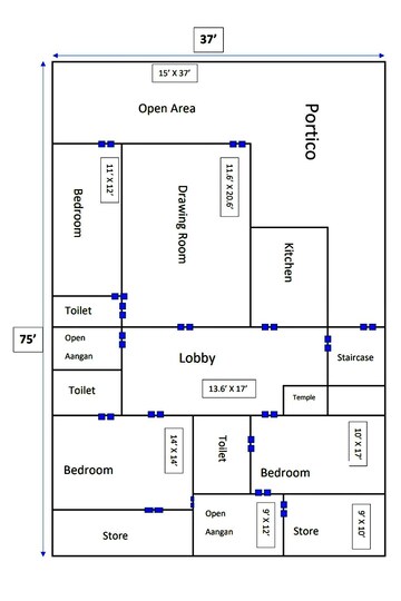 Floor Plan in 4 BHK Independent House at Indira Nagar – for Rent