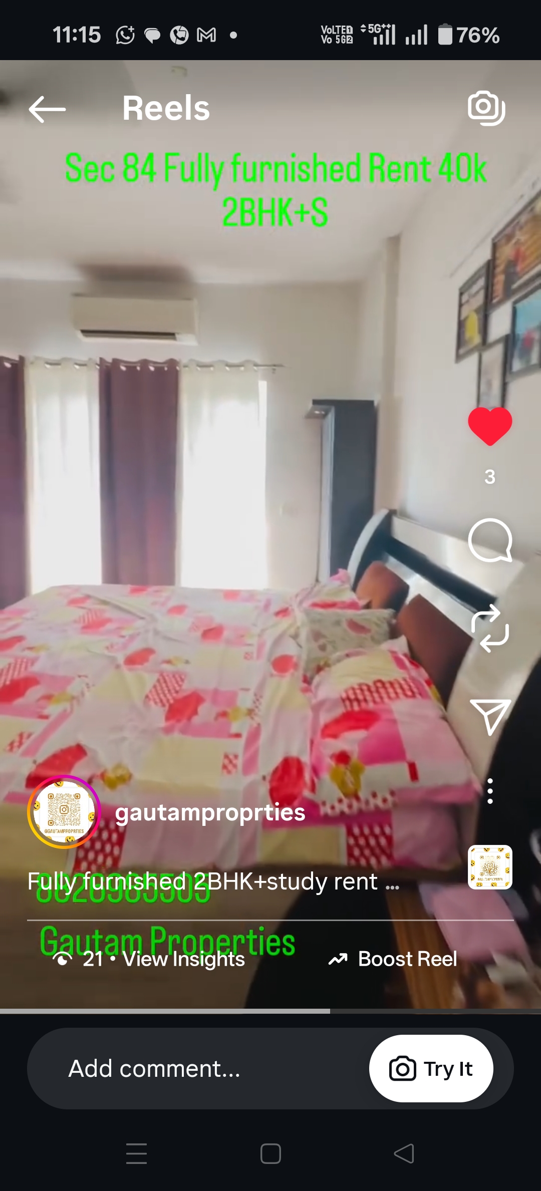 2.5 BHK + Study Room Apartment For Rent in Spaze Privy AT4