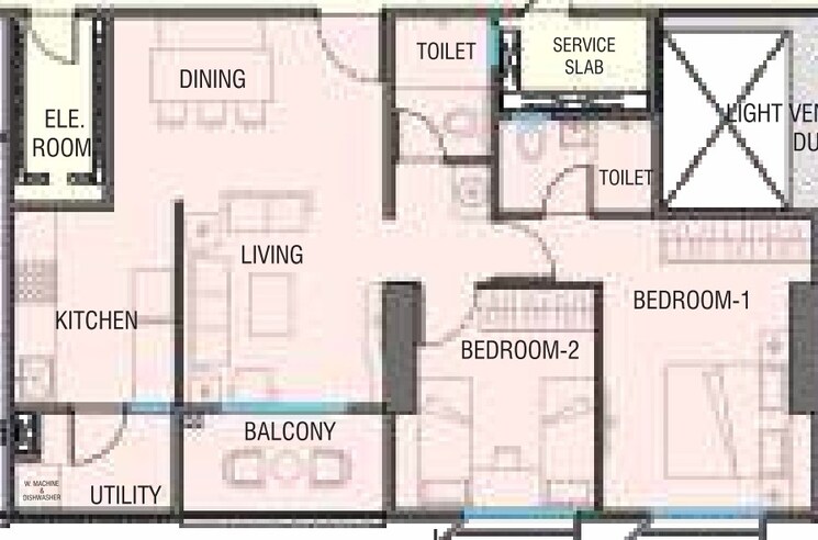 Floor Plan, sadashiv peth 2 Bedroom 710 Sq.Ft. Apartment In Sadashiv Peth Pune 9382246