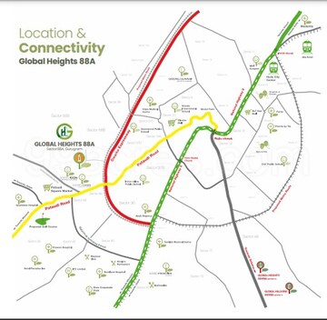3 BHK Apartment – Map Location View at Breez Global Heights 88, Sector 88a - for Sale