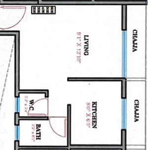 Floor Plan in 1 RK Apartment at Shri Vinayak Chhaya CHS, Taloja – for Rent