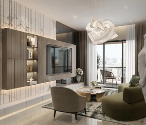 Living Room in 3 BHK Apartment at Mhatre White Orchid Residency, Borivali West – for Sale