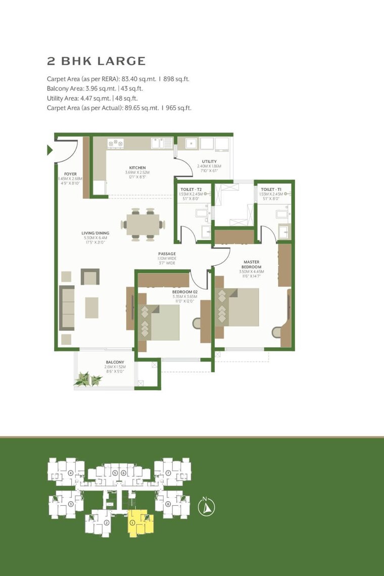 Floor Plan, alembic-cloud-forest 2 Bedroom 1275 Sq.Ft. Apartment In Kadugodi Bangalore 9383285
