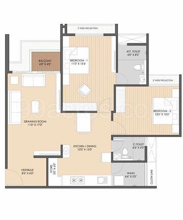 Floor Plan in 4 BHK Apartment at Bopal – for Sale