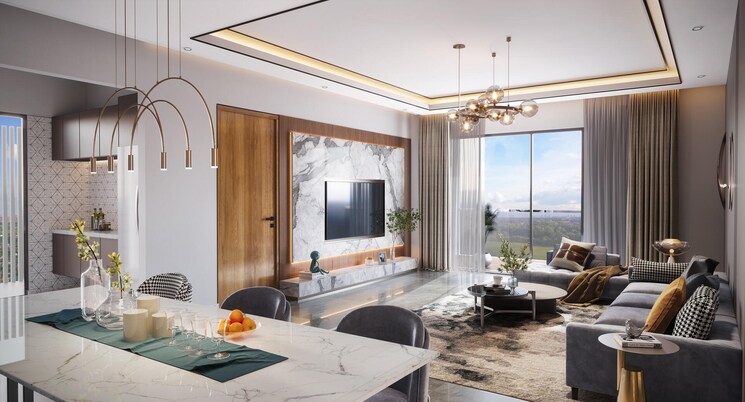 Living Room, v-mond-vivencia 3 Bedroom 1380 Sq.Ft. Apartment In Koregaon Park Pune 9384252