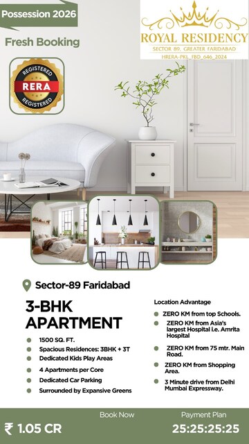 Floor Plan in 3 BHK Apartment at ORS Royal Residency, Sector 89 – for Sale