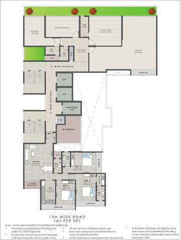 Floor Plan in 2 BHK Apartment at Aarav Omkar Regency, Nerul – for Sale