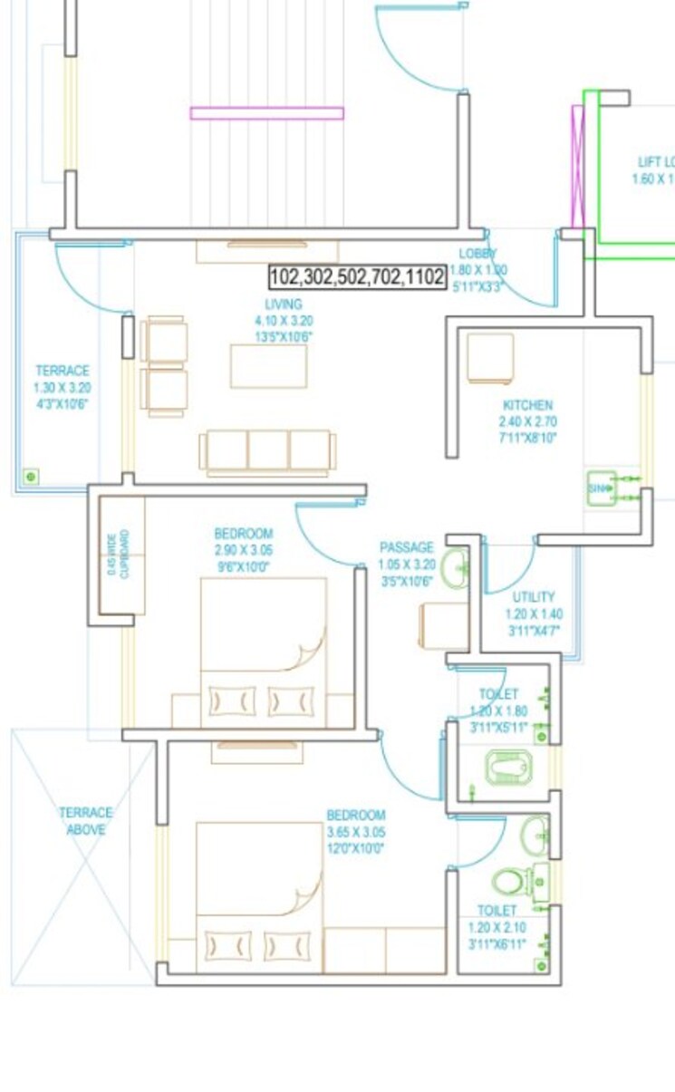 Floor Plan, sai-casalino-towers 2 Bedroom 640 Sq.Ft. Apartment In Handewadi Pune 9387207