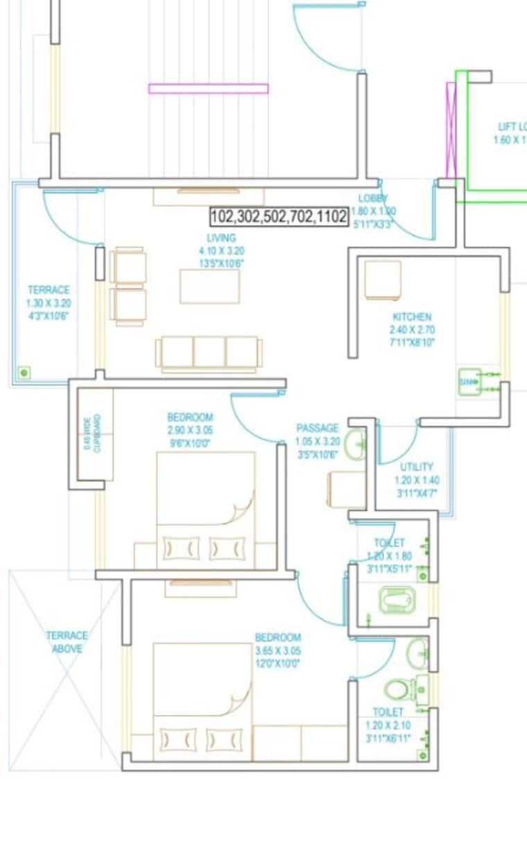Floor Plan, sai-casalino-towers 2 Bedroom 640 Sq.Ft. Apartment In Handewadi Pune 9387207