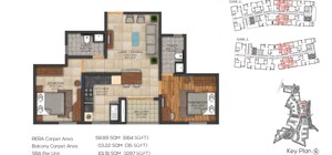 Floor Plan in 2 BHK Apartment at Brigade Cornerstone Utopia, Varthur – for Sale