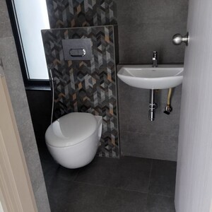 Bathroom in 1 BHK Apartment at Ajmera Bhakti Park Sector I and II, Bhakti Park – for Rent