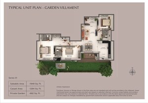Floor Plan in 3 BHK Villa at Provident Deansgate, Kempalingapura – for Sale