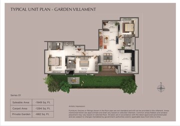 Floor Plan in 3 BHK Villa at Provident Deansgate, Kempalingapura – for Sale