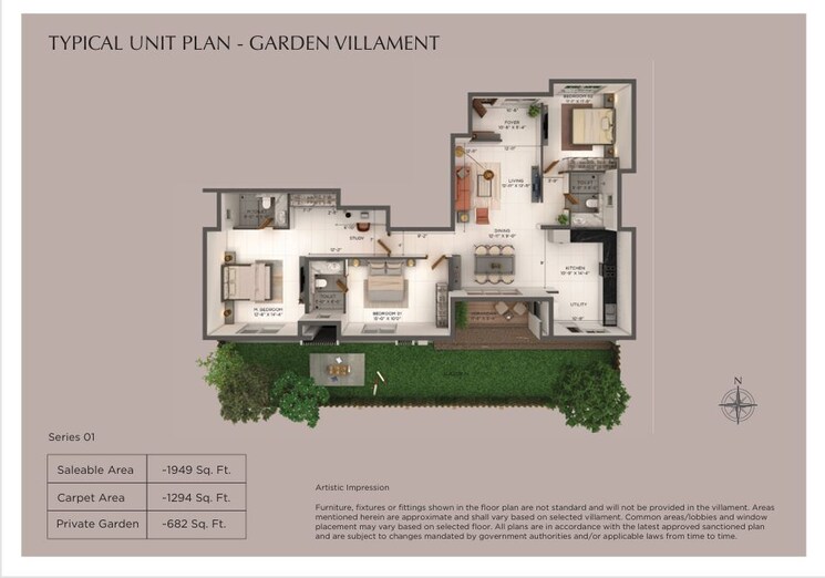 Floor Plan, provident-deansgate 3 Bedroom 2173 Sq.Ft. Villa In Kempalingapura Bangalore 9388314