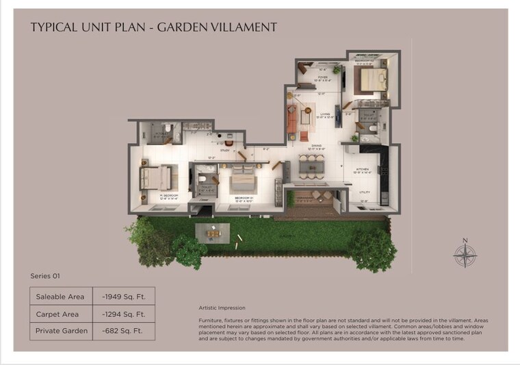 Floor Plan, provident-deansgate 3 Bedroom 2173 Sq.Ft. Villa In Kempalingapura Bangalore 9388314
