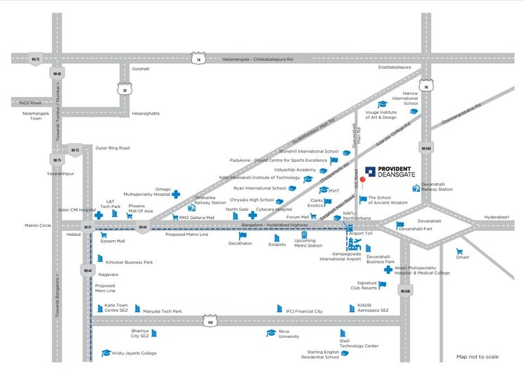 Map Location, provident-deansgate 3 Bedroom 2173 Sq.Ft. Villa In Kempalingapura Bangalore 9388314