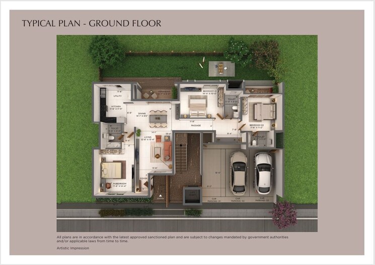 Floor Plan, provident-deansgate 3 Bedroom 2173 Sq.Ft. Villa In Kempalingapura Bangalore 9388314
