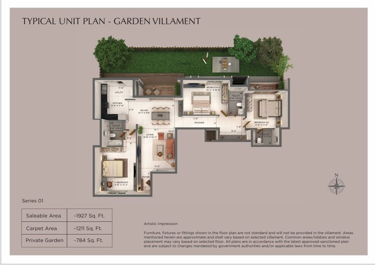 Floor Plan, provident-deansgate 3 Bedroom 2173 Sq.Ft. Villa In Kempalingapura Bangalore 9388314