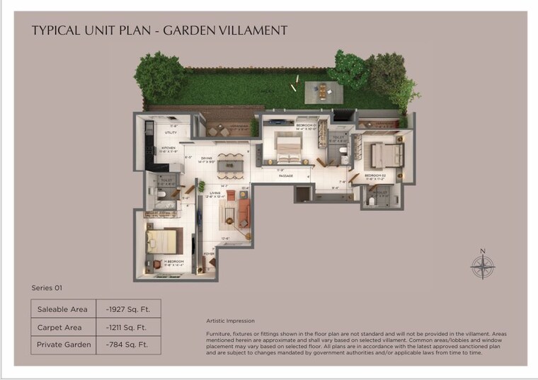 Floor Plan, provident-deansgate 3 Bedroom 2173 Sq.Ft. Villa In Kempalingapura Bangalore 9388314