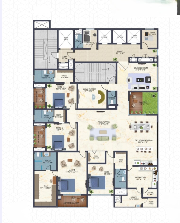 Floor Plan, candeur-skyline 4 Bedroom 7450 Sq.Ft. Apartment In Financial District Hyderabad 9389824