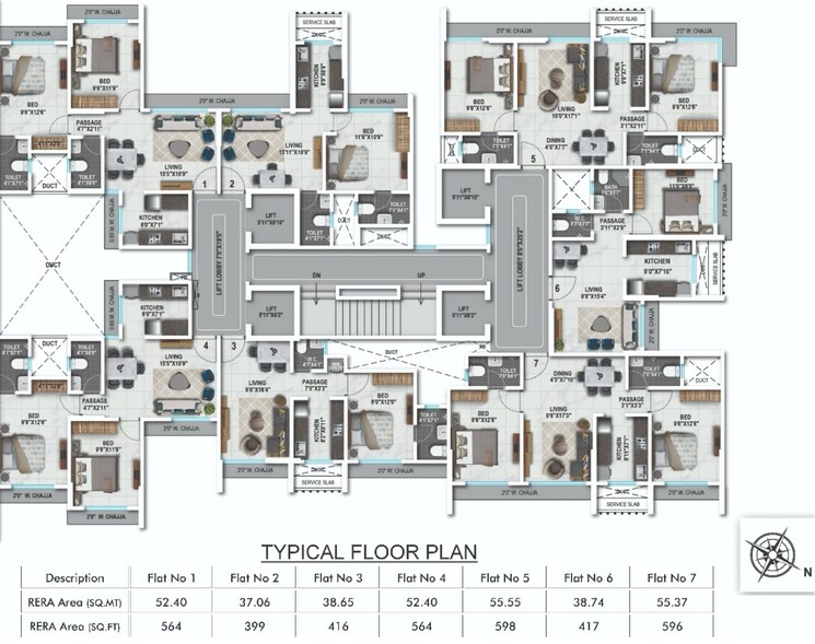 Floor Plan, romell-amore 1 Bedroom 399 Sq.Ft. Apartment In Andheri West Mumbai 9356167