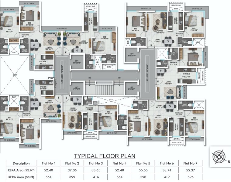Floor Plan, romell-amore 1 Bedroom 399 Sq.Ft. Apartment In Andheri West Mumbai 9356167