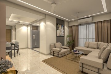 Living Room in 3 BHK Apartment at Swastik Nakshatra Heights, Tembhode – for Sale
