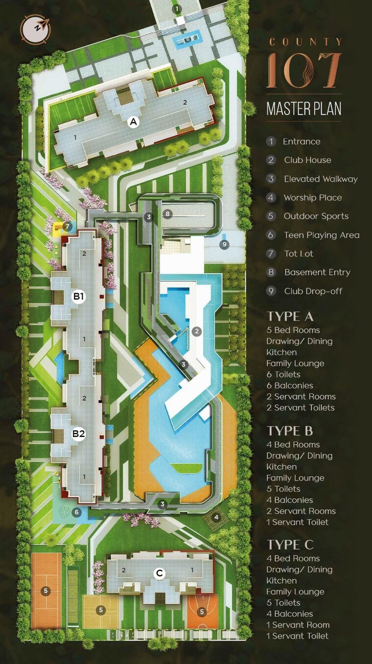 Master Plan, aba-county-107 5 Bedroom 6570 Sq.Ft. Apartment In Sector 107 Noida 9397406