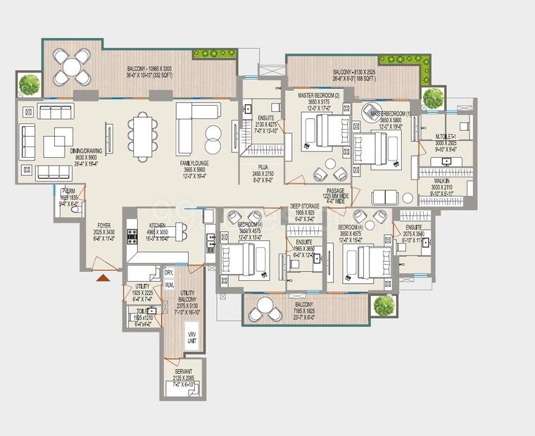 Floor Plan, aba-county-107 4 Bedroom 4482 Sq.Ft. Apartment In Sector 107 Noida 9397413
