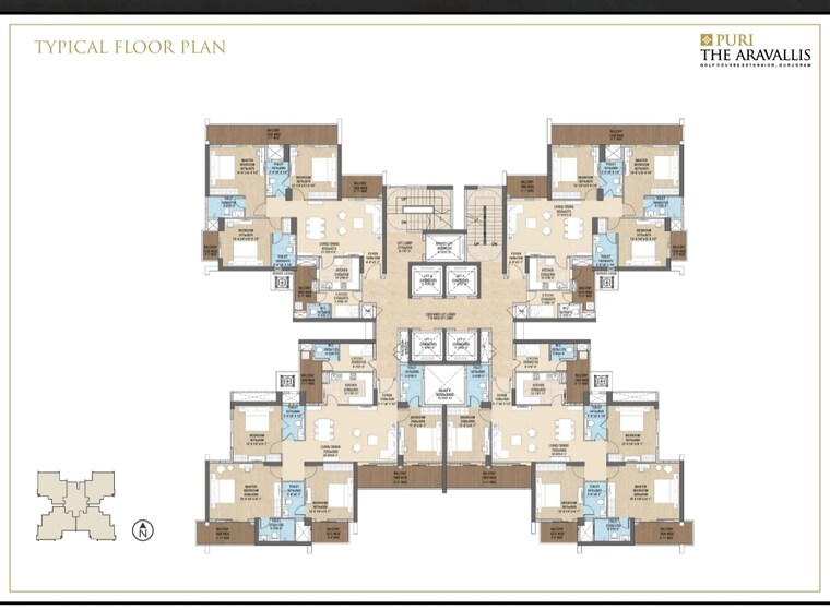 Floor Plan, puri-the-aravallis 3 Bedroom 2250 Sq.Ft. Apartment In Sector 61 Gurgaon 9399570