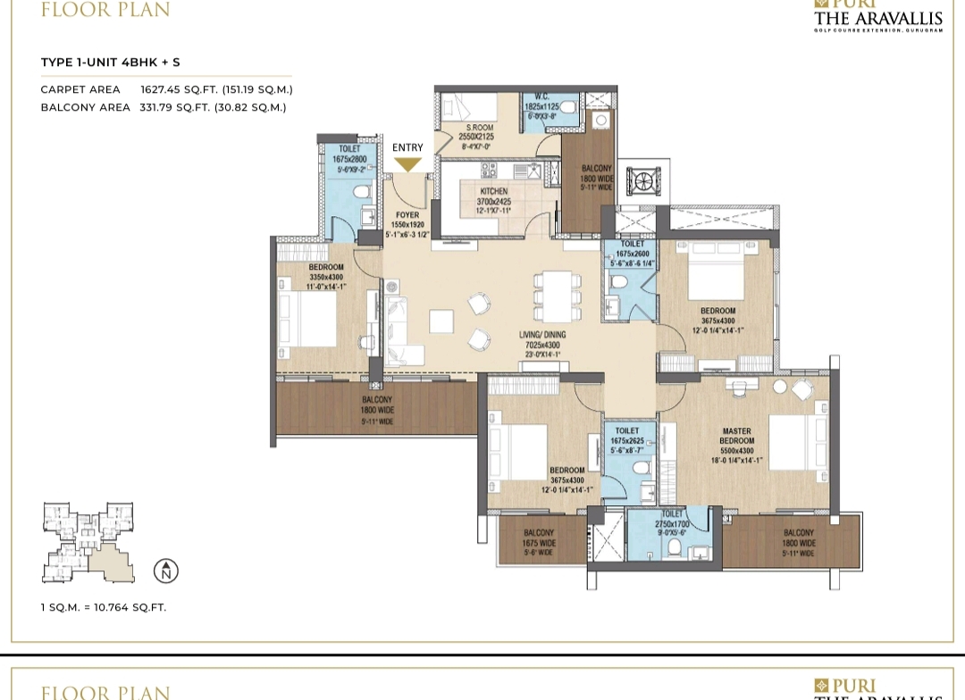 4 BHK + Servant Room Apartment For Sale in Puri The Aravallis