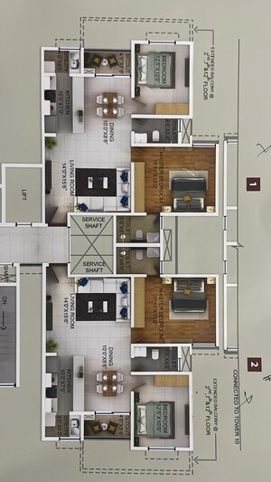 Floor Plan in 2 BHK Apartment at Puravankara Purva Zenium, Hosahalli – for Sale