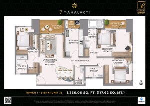 Floor Plan in 2 BHK Apartment at Runwal 7 Mahalaxmi, Mahalaxmi – for Sale