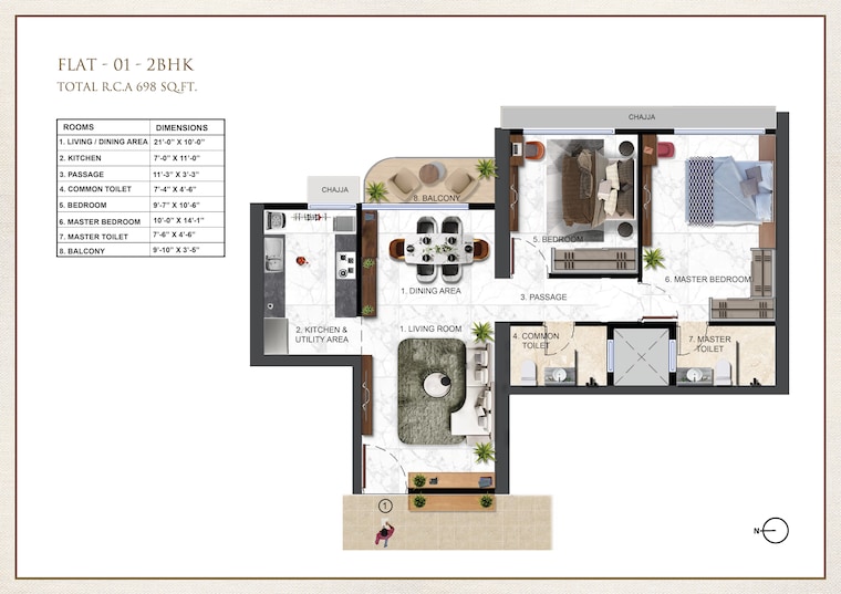 Floor Plan, ravi-the-gateway 2 Bedroom 703 Sq.Ft. Apartment In Kandivali West Mumbai 9404517