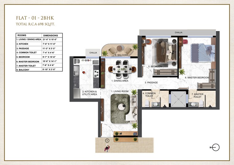 Floor Plan, kandivali west 2 Bedroom 743 Sq.Ft. Apartment In Kandivali West Mumbai 9404614