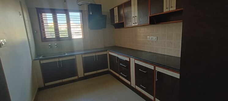 Kitchen, blue-petal 3 Bedroom 1600 Sq.Ft. Apartment In Ombr Layout Bangalore 9405196