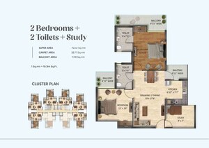 Floor Plan in 2 BHK Apartment at VIctoryone Amara, Sector 16 Greater Noida – for Sale