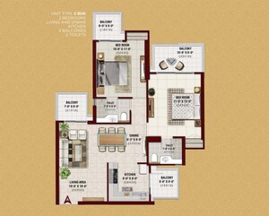 Floor Plan in 2 BHK Apartment at Noida Extension – for Sale