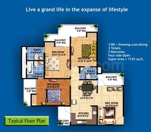 Floor Plan in 3 BHK Apartment at Keltech Golf Vista, Dundahera – for Sale