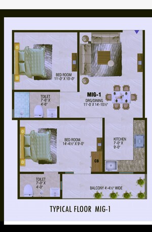 Floor Plan in 2 BHK Builder Floor at Noida Extension – for Sale