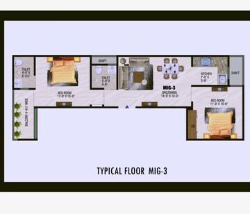 Floor Plan in 2 BHK Builder Floor at Noida Extension – for Sale